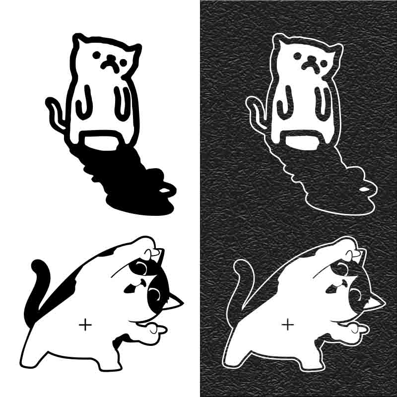 悲伤的猫猫涂鸦影子可爱宠物漆面玻璃反光防水电动适合女生的车贴