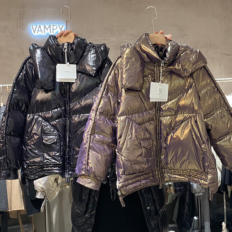 亮面连帽羽绒服2025年新款女款韩版冬季外套仙女款设计感小众爆款