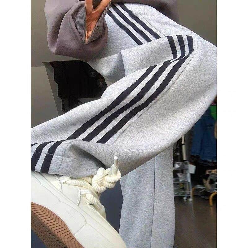 (抖音质量)三条杠运动裤女爆款卫裤美式高街直筒情侣阔腿长裤子,女装/女士精品,卫裤,淘宝优惠券,粉丝福利购,淘宝优惠卷