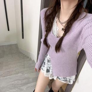 韩系氛围感叠穿设计感甜辣白色蕾丝挂脖无袖吊带女内搭外穿打底