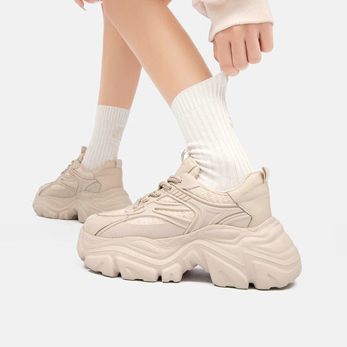 吉步厚底老爹鞋增高运动鞋