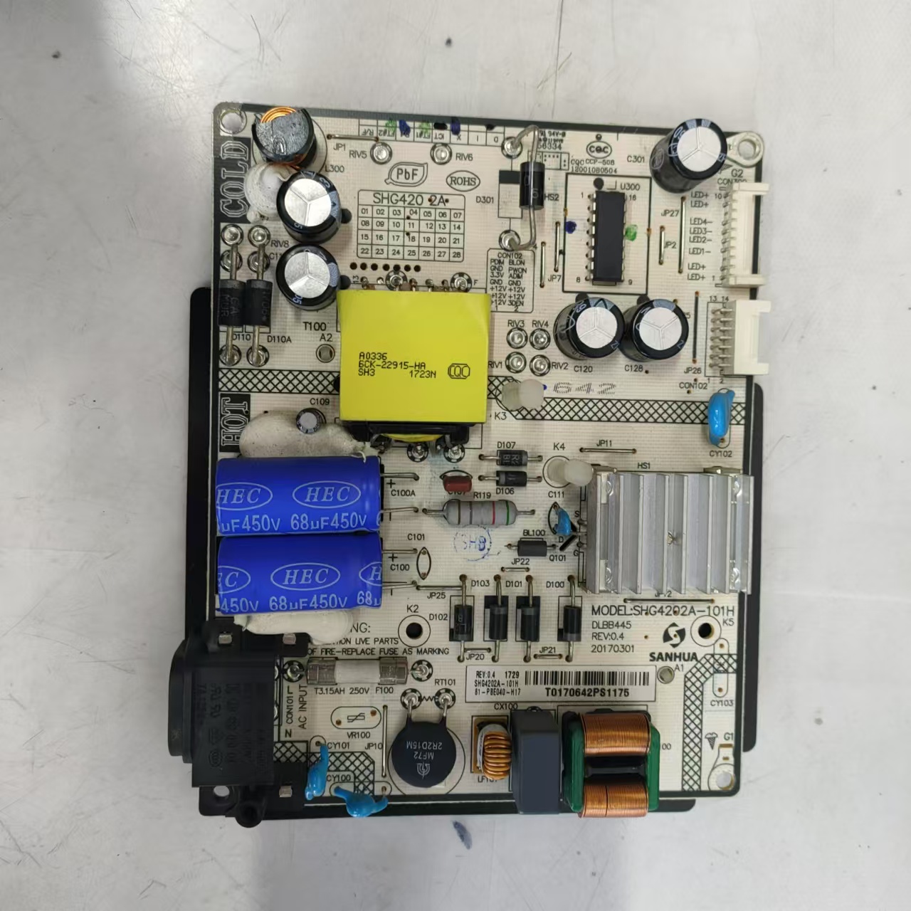 原装拆机TCL43A730U电源板SHG4202A-101H 81-PBE040-H17
