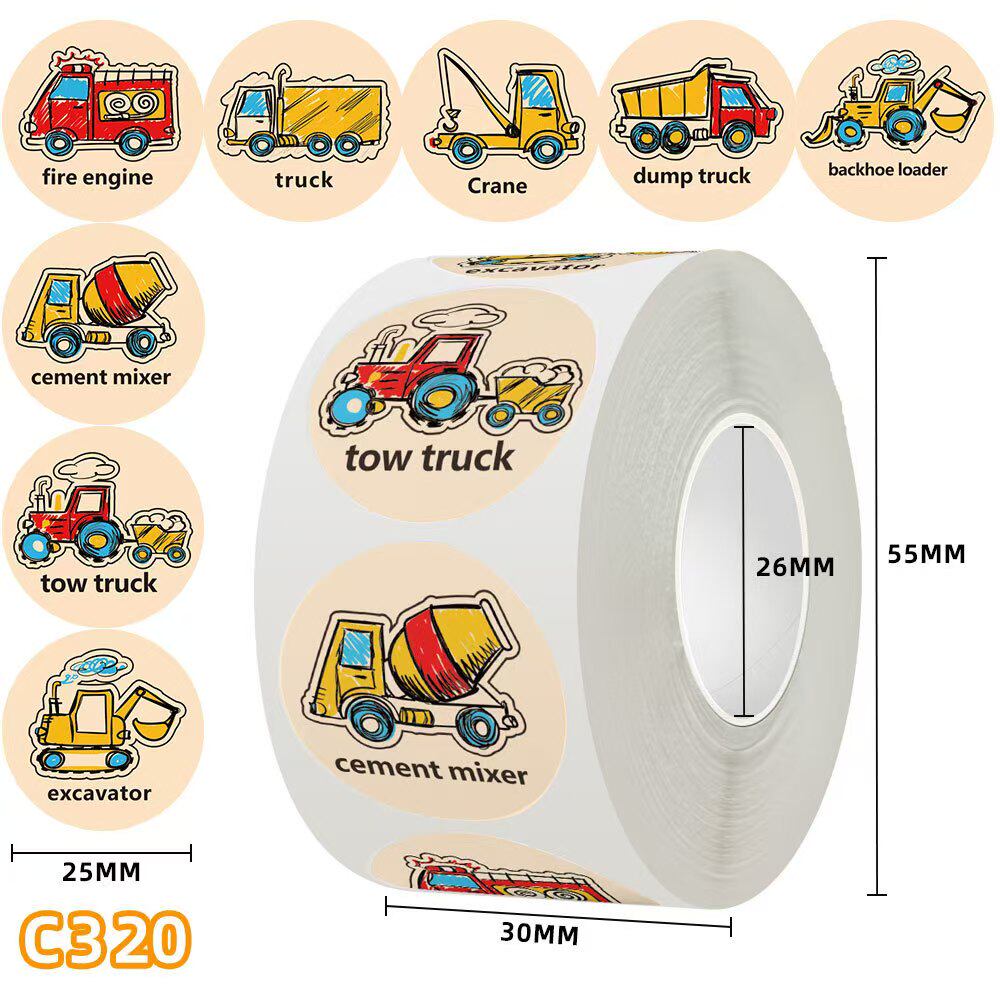 儿童卡通玩具贴纸 汽车卡车贴纸卡通烘培蛋糕贴 鼓励奖励游戏贴