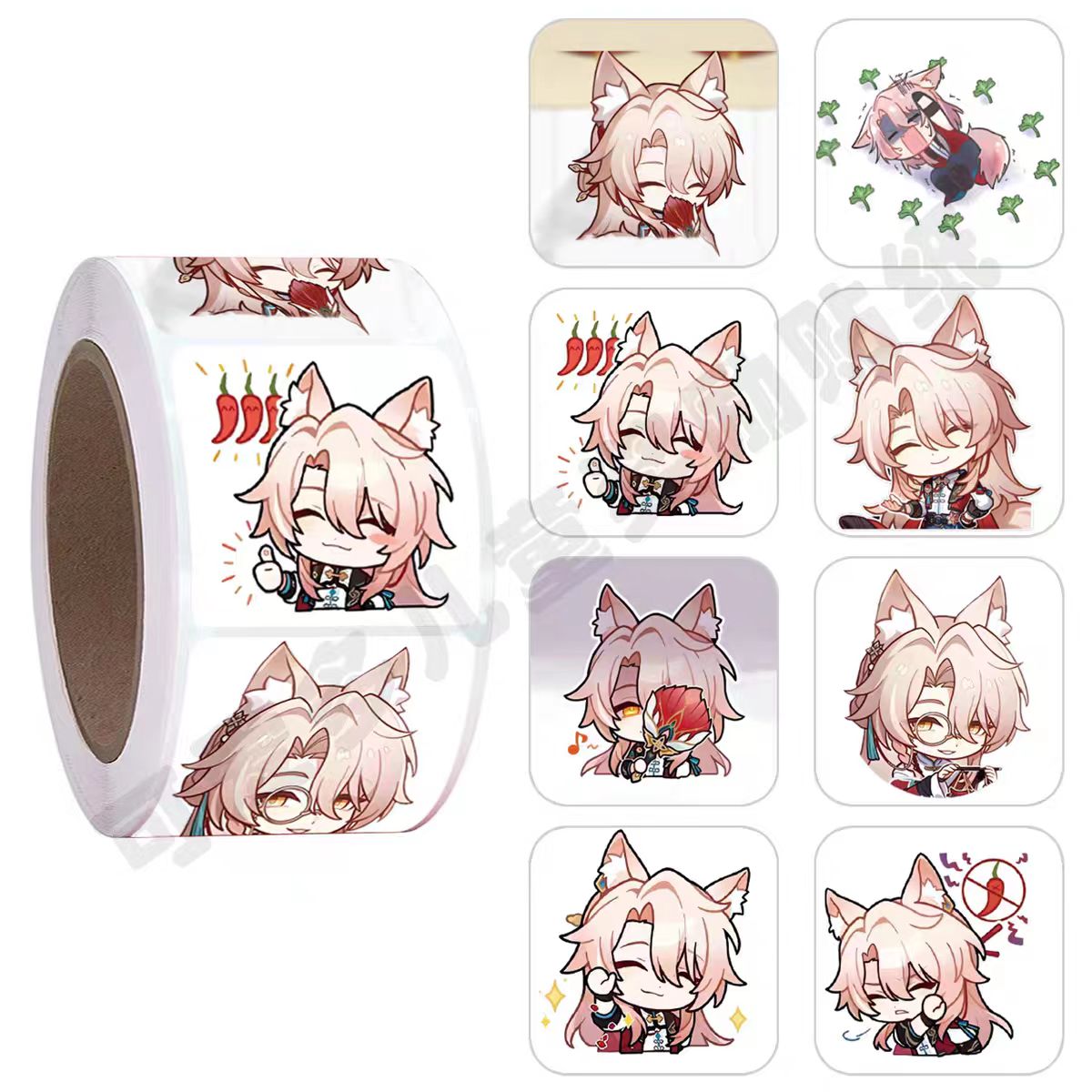 500贴/卷动漫卡通手游椒丘贴纸玩具装饰圆形不干胶标签封口贴贴画