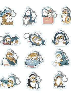 可爱卡通小猫鲨鱼猫猫咪亚克力透