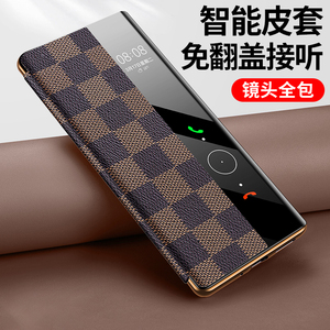 华为mate40e手机壳高端电镀mate30皮革翻盖保护套适用mate40pro高端奢华商务防摔5G格纹新款超薄男女士皮套潮