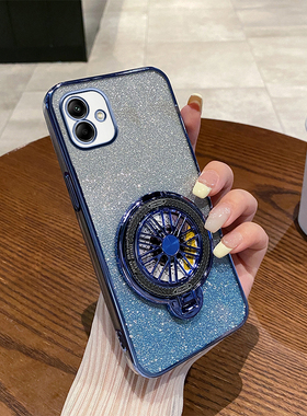 三星A04手机壳新款闪粉时尚软壳适用GalaxyA04E解压旋转陀螺磁吸支架全包创意超薄SamsungA04奢华防摔保护套