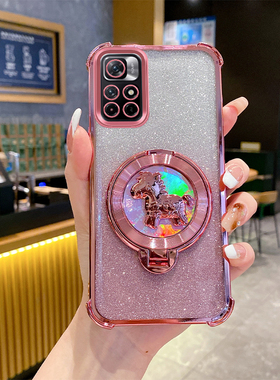 红米Note11手机壳新年款马上有钱气囊防摔全包软壳适用RedmiNote11Pro高端旋转陀螺支架超薄Note11TPro保护套