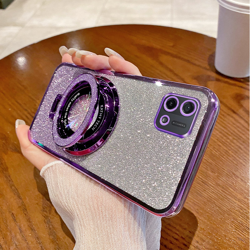 oppoA16K手机壳新款磁吸支架A16K渐变闪粉电镀透明保护套适用oppo全包防摔个性高端创意高级感时尚女外壳男潮