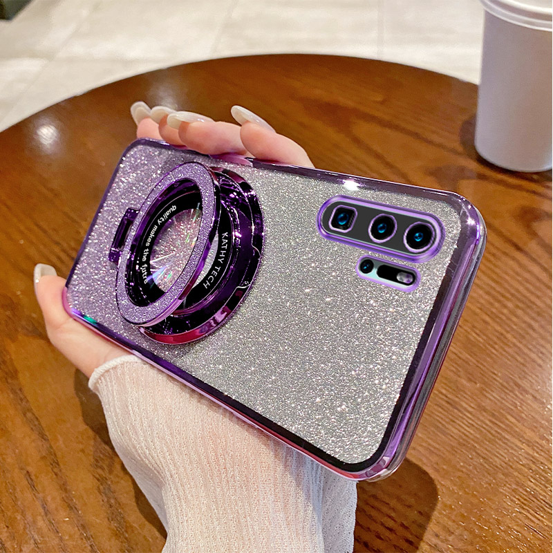华为p30pro手机壳新款磁吸支架p30渐变闪粉电镀透明保护套适用HUAWEI全包防摔个性高端创意高级感时尚女外壳