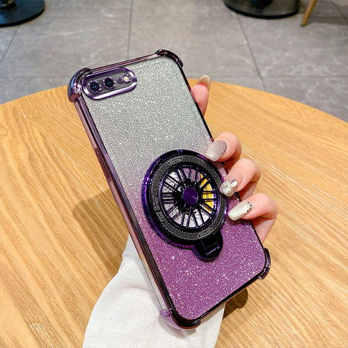 苹果7Plus手机壳新款时尚闪粉适用iPhone8Plus磁吸旋转陀螺支架解压高级感SE3全包创意超薄SE2气囊防摔保护套