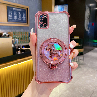 女保护套 时尚 OPPOA52手机壳新年款 马上有钱气囊防摔全包软壳适用A52高级感奢华创意旋转陀螺支架超薄简约个性