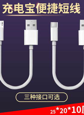 typec数据线超短10/20cm专用充电宝短线便携适用microusb华为oppo小米vivo安卓苹果iphone通用短款手机快充
