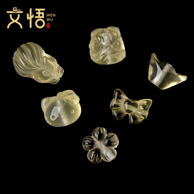 2025天然黄水晶狐狸手链散珠柠檬黄珠子配饰黄色水晶DIY串珠手串