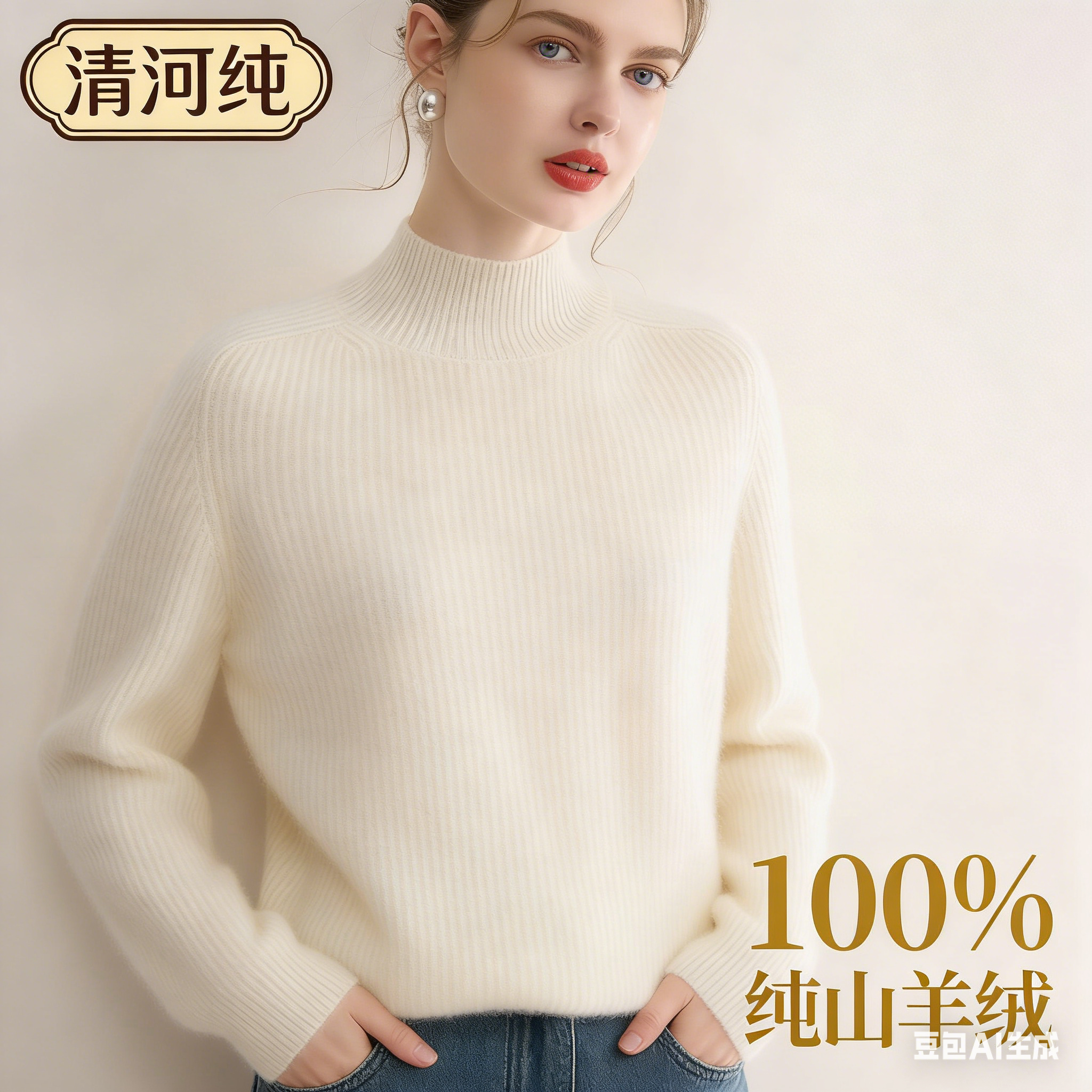 顶奢baby小山羊绒！半高领纯羊绒打底衫女秋冬季加厚保暖宽松毛衣,女装/女士精品,羊绒衫,淘宝优惠券,粉丝福利购,淘宝优惠卷