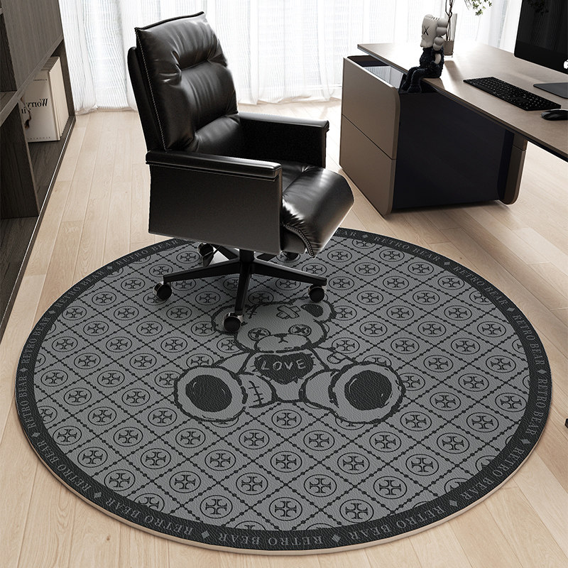 圆形地毯卧室办公电脑椅子地垫pvc可擦洗转椅儿童房书桌防滑垫
