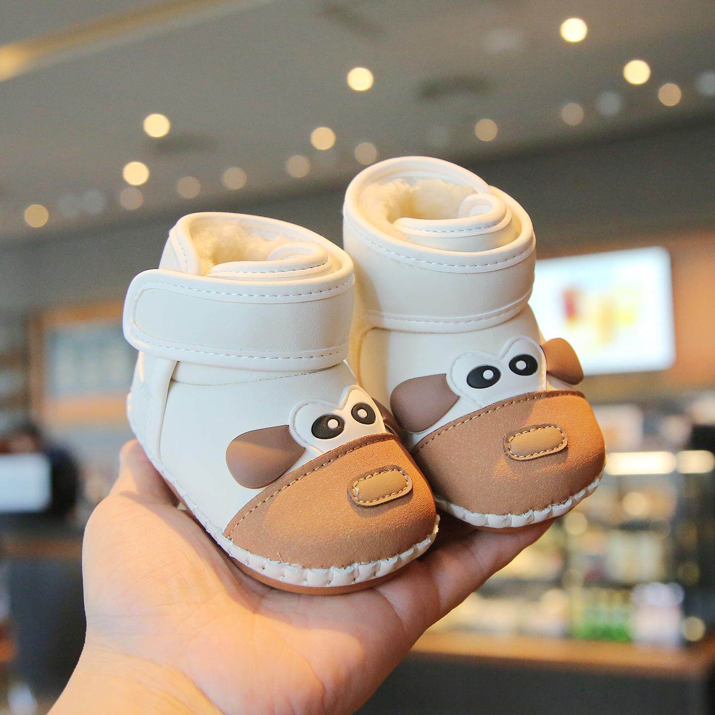 冬季婴儿学步棉鞋0-2男女宝宝防掉学步软底防滑休闲加绒鞋