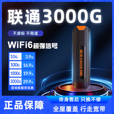 联通真实3000G大流量随身wifi6