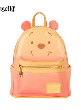 代购Loungefly痛包迪士尼小熊维尼亮片闪粉迷你休闲双肩包女背包