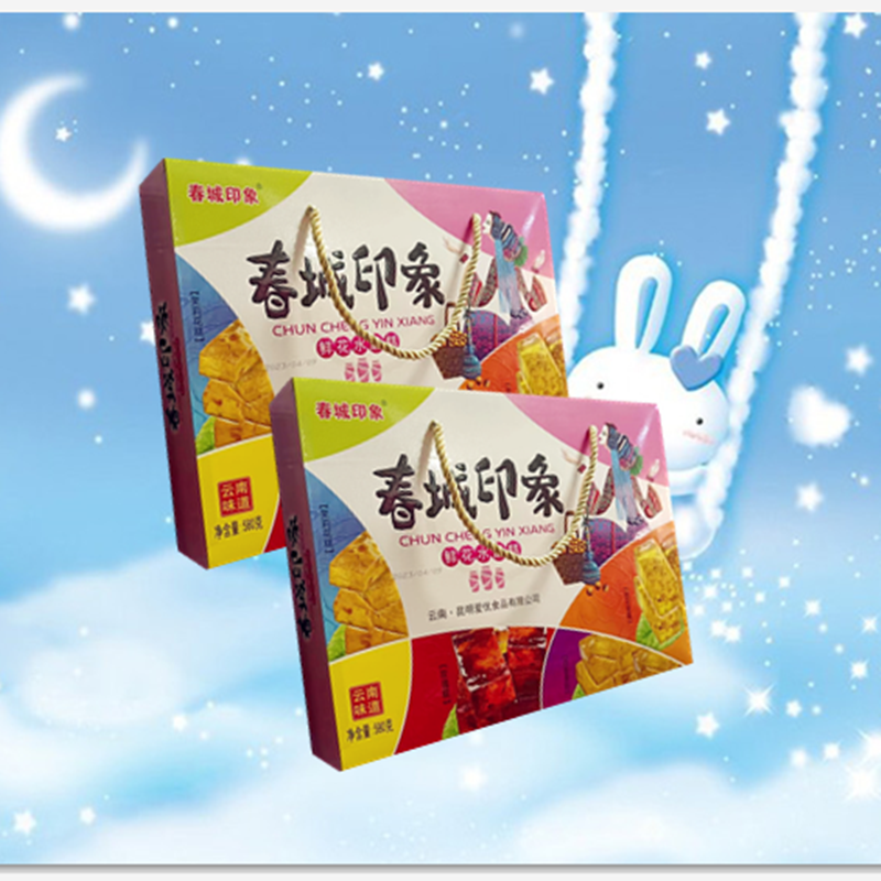 春城印象桂花软糕580克鲜花水晶糕云南味道手提礼盒装休闲零食