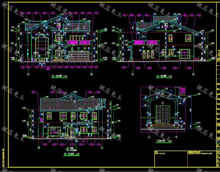 轻型木结构别墅建筑设计施工cad图纸两层木结构住宅别墅房屋设计