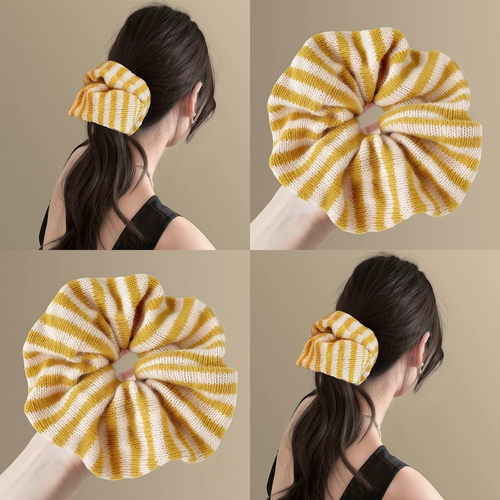 Желтая трикотажная универсальная заколка для волос, резинка для волос, простой и элегантный дизайн