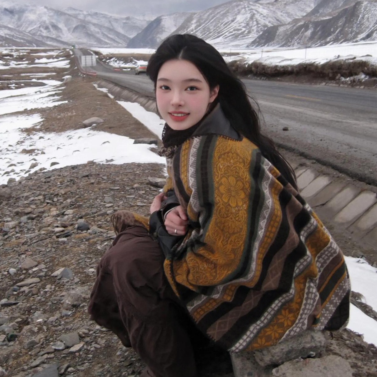 川西旅游穿搭民族风大披肩