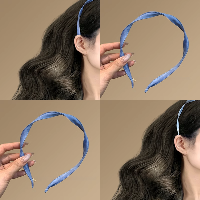 天空蓝！小众蓝色丝带螺旋发箍！