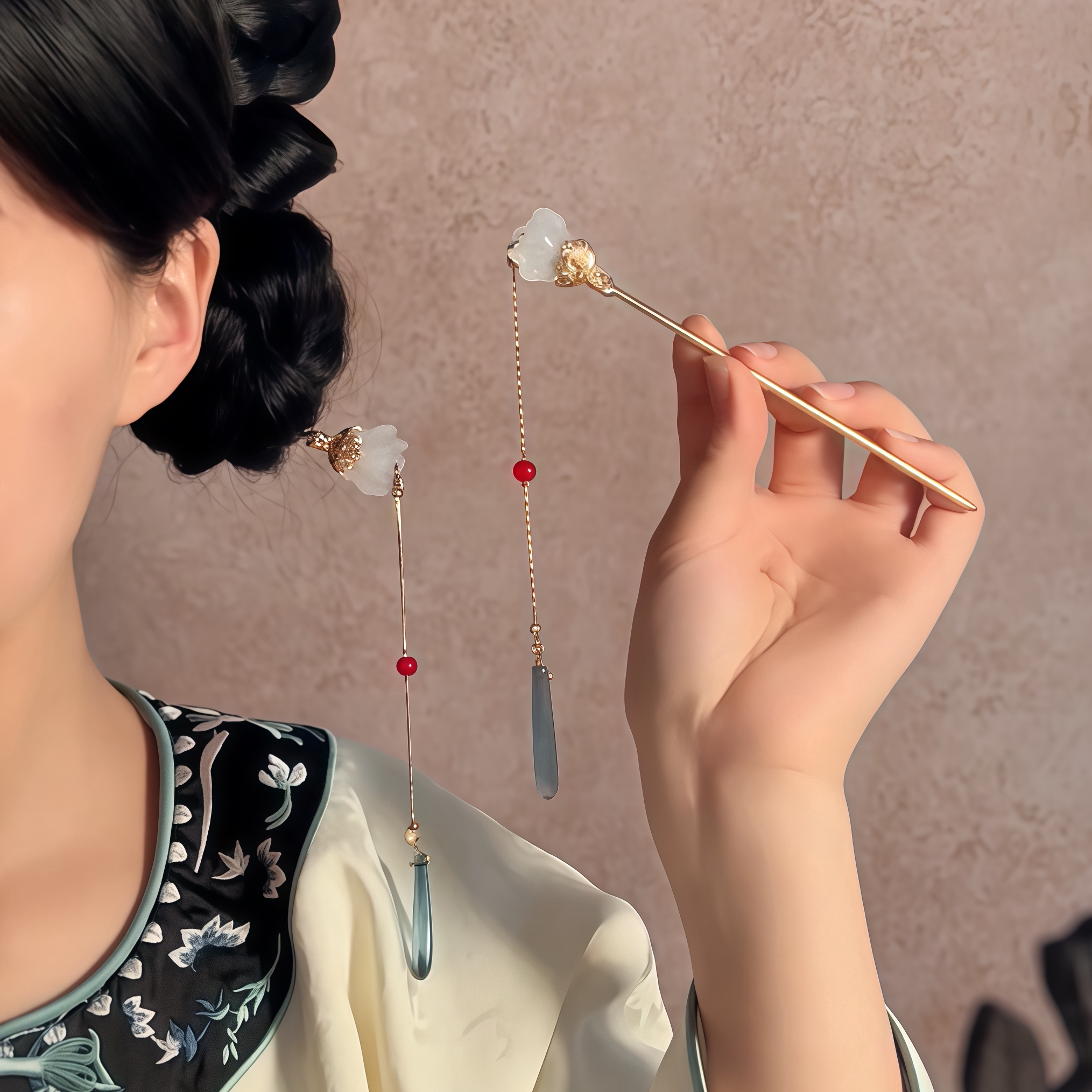 【行秋子】清冷感白莲花流苏发簪