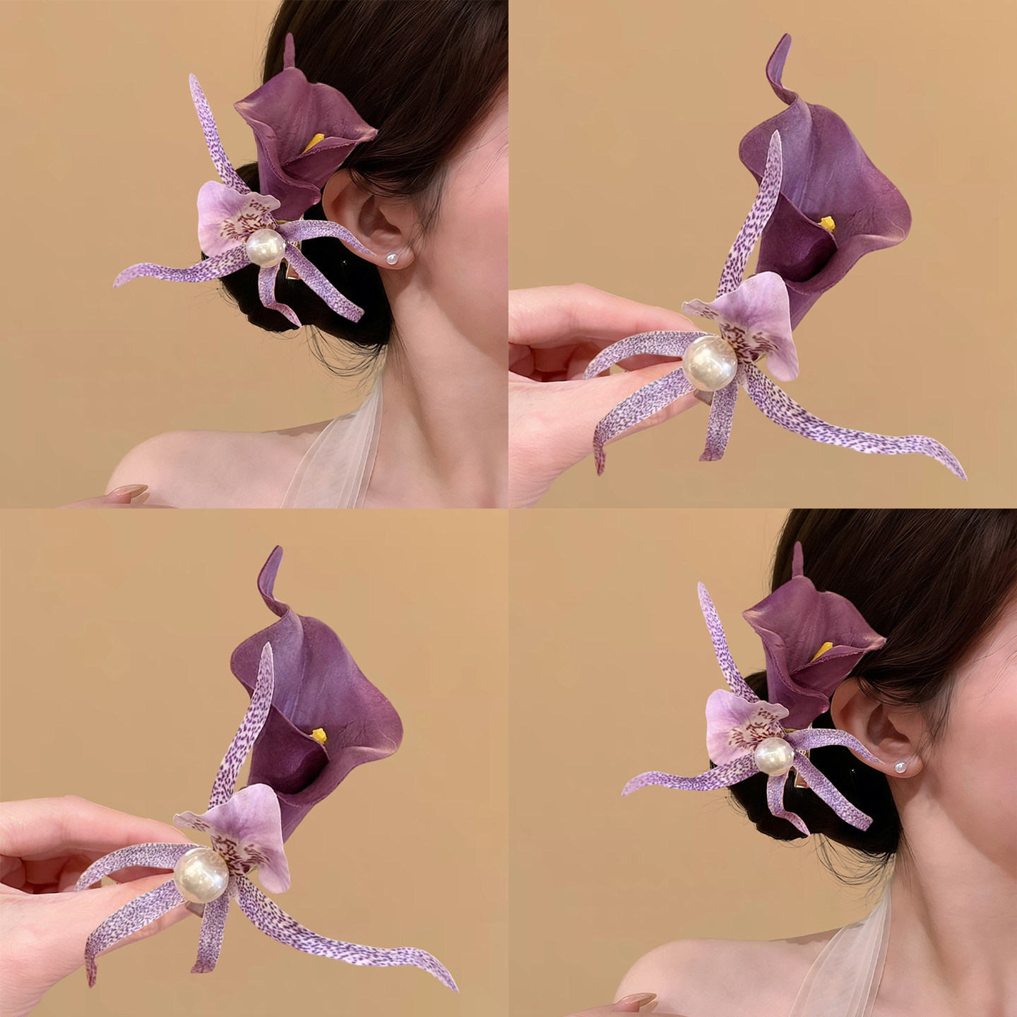 【魅紫】紫色马蹄莲花朵发夹