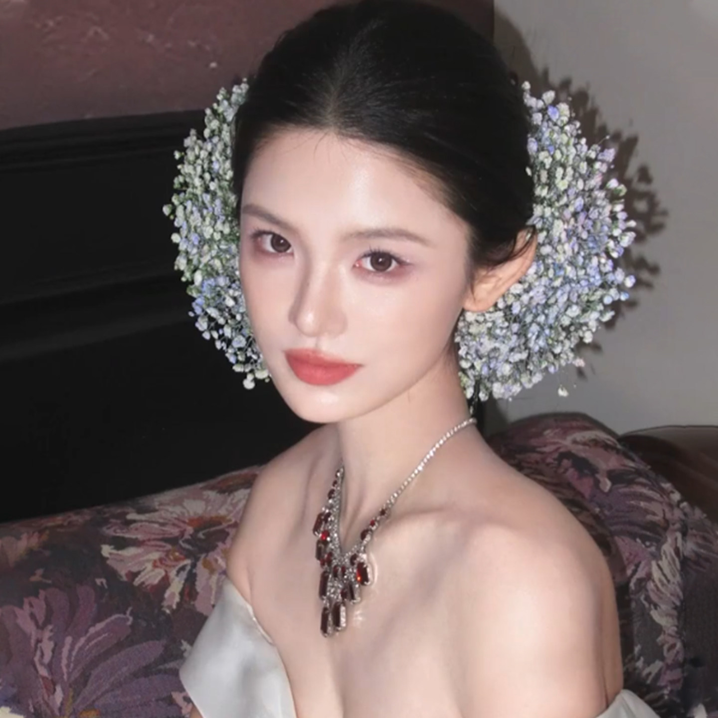 刘亦菲晚宴同款满天星仿真花头饰