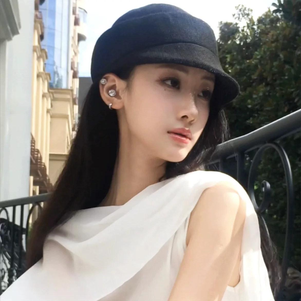 高级感短檐马术帽复古八角帽