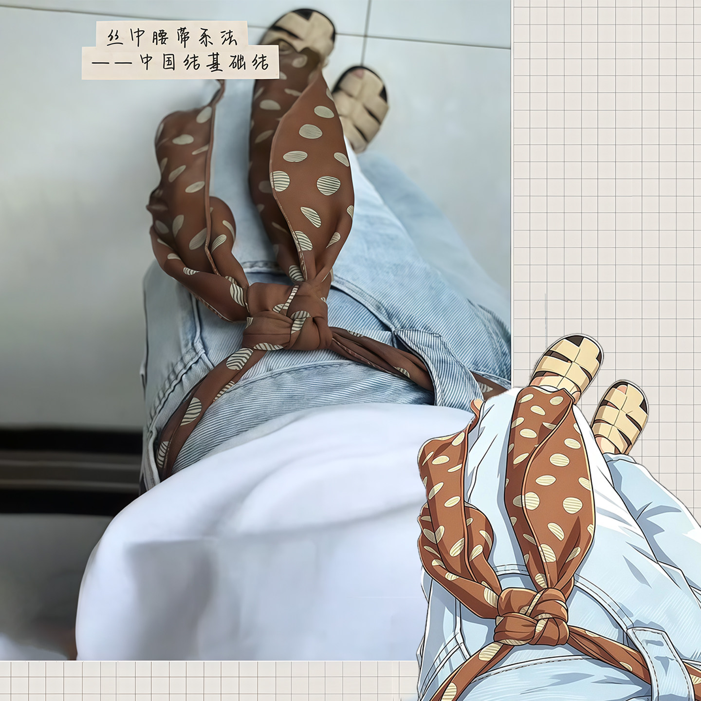 这个系法也太会了吧！波点丝巾