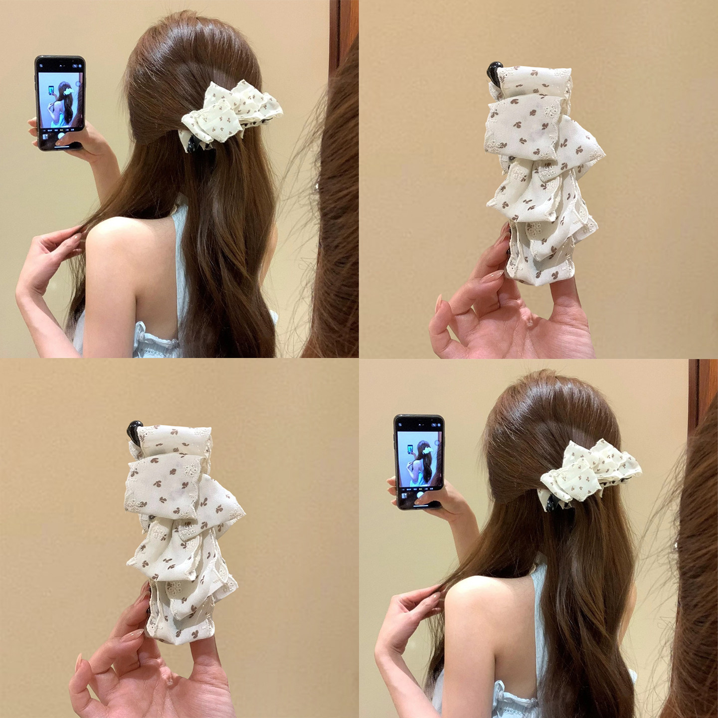 早春必备!韩系碎花蝴蝶结香蕉夹