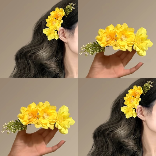 好一朵小黄花！黄色花朵发夹发饰