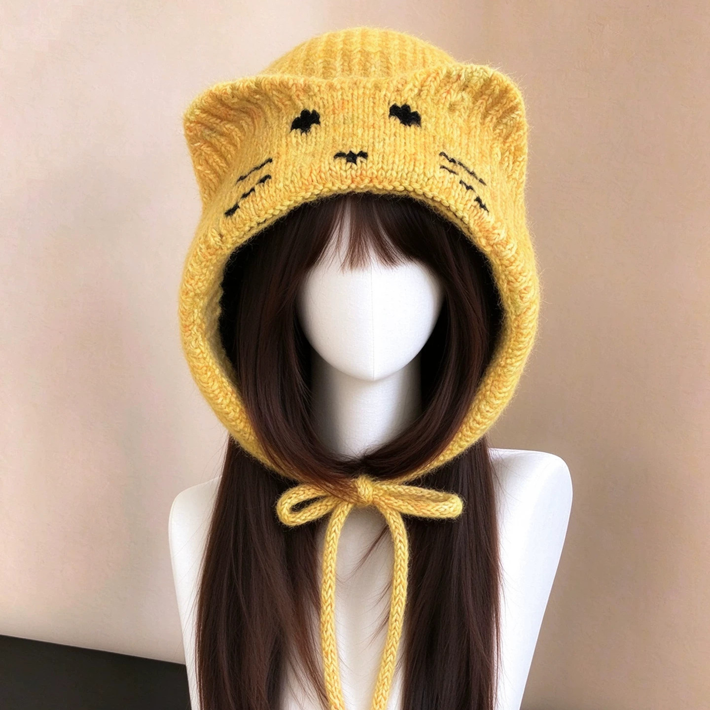 就这个黄色小猫帽子萌!猫脸帽子