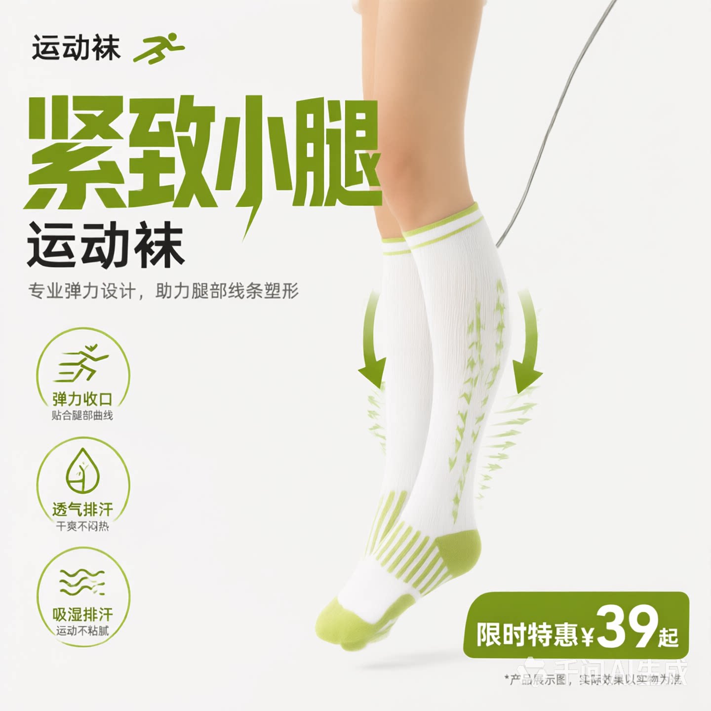 专业跳绳压力袜足弓支撑分段压力