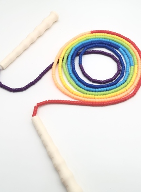 阳光七彩虹小白柄软珠竹节跳绳幼儿园老师指定儿童小学生初学专用