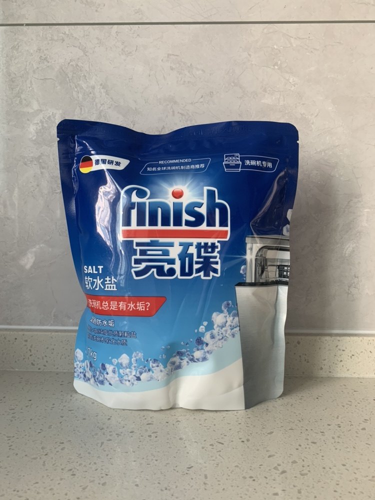 finish亮碟新包装软水盐,防止水垢2公斤每袋,软化水质洗涤辅剂