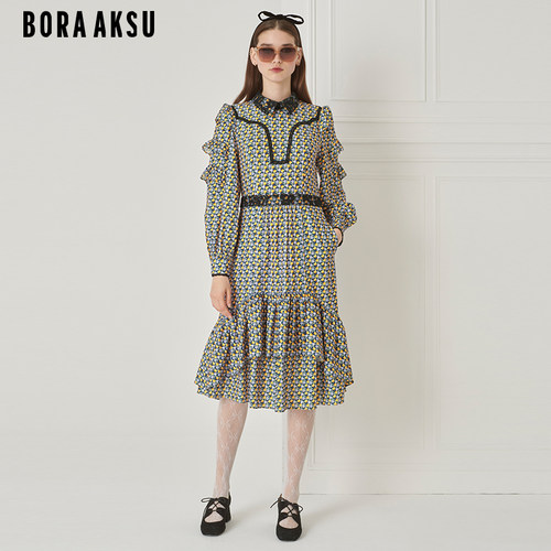 BORAAKSU拼接波点印花连衣裙