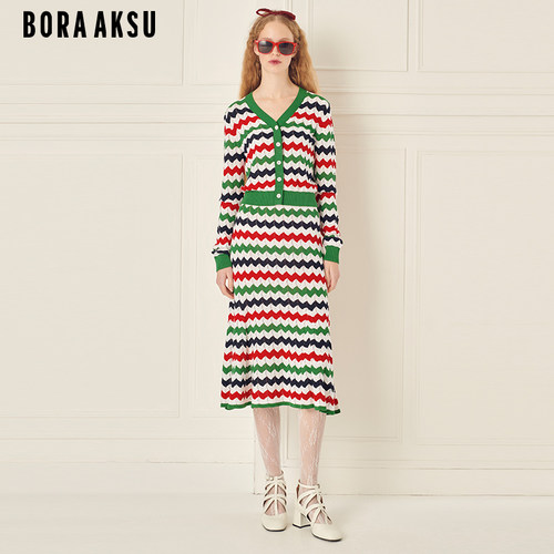 BORAAKSU条纹间色针织开衫