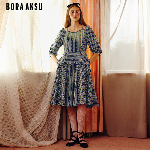 BORAAKSU条纹印花连衣裙
