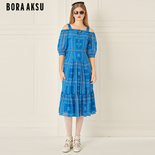 BORAAKSU露肩印花连衣裙