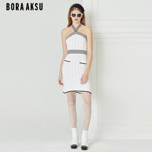 BORAAKSU挂脖式针织无袖连衣裙