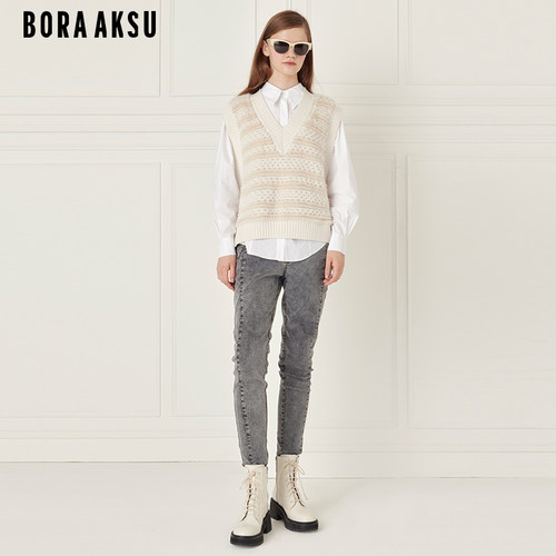 BORAAKSU水貂毛气质针织背心