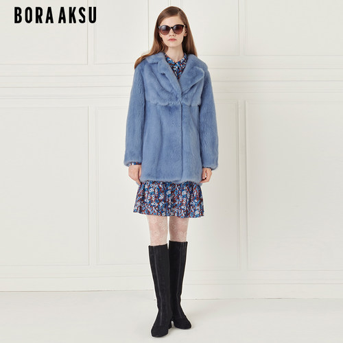 BORAAKSU水貂毛皮草外套大衣