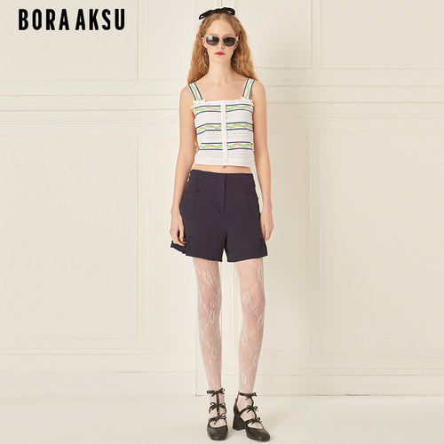 BORAAKSU花叶提花针织吊带