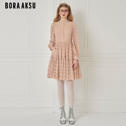 BORAAKSU20绒感蕾丝连衣裙