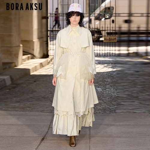 BORAAKSU网纱拼接风衣