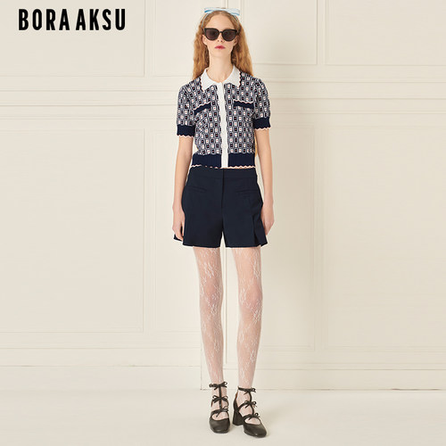 BORAAKSU翻领短袖针织开衫